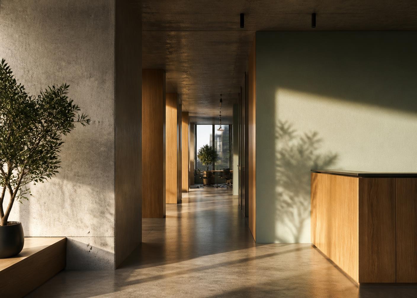 Warm modern office interior
